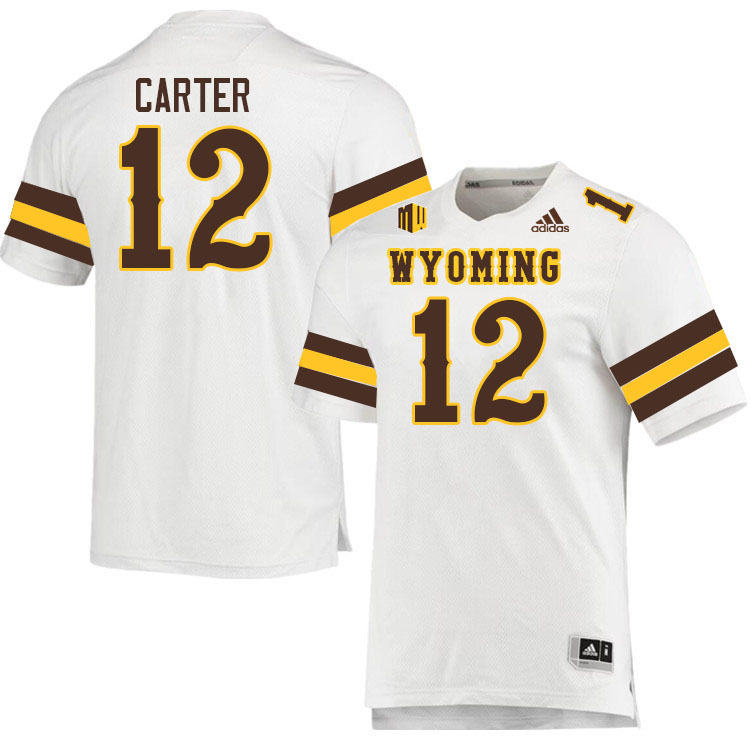 Wyoming Cowboys #12 Chauncey Carter College Football Jerseys Stitched Sale-White